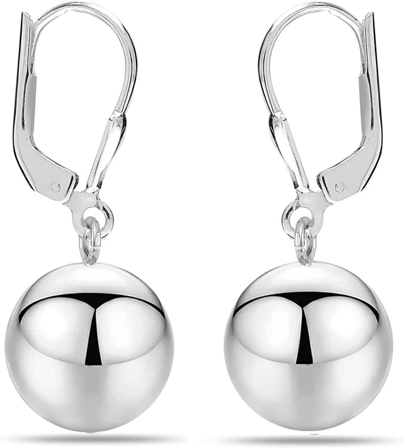 LeCalla Sterling Silver Drop Ball Earrings for Women's Lightweight Classic Leverback Round Bead Ball Drop Dangle Earrings - Image 4